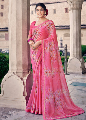 Pink Georgette Saree With Blouse Piece