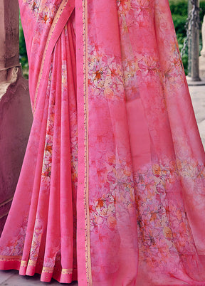 Pink Georgette Saree With Blouse Piece