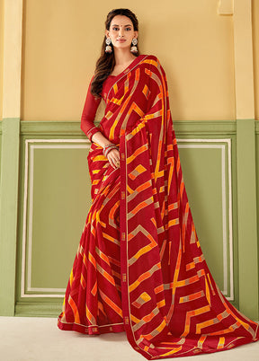 Multicolor Georgette Saree With Blouse Piece