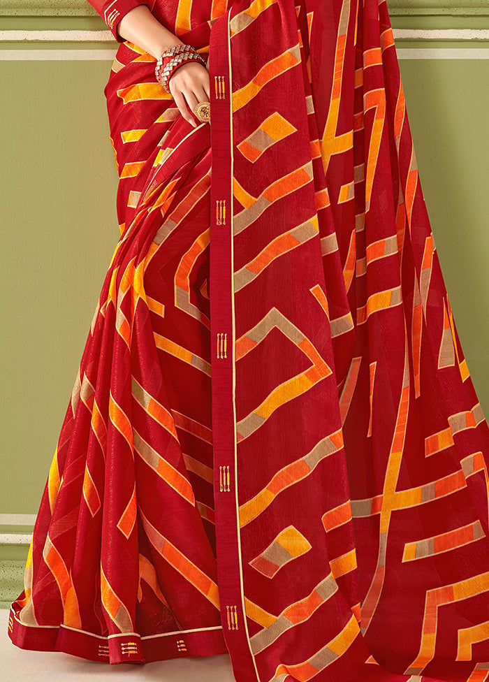 Multicolor Georgette Saree With Blouse Piece