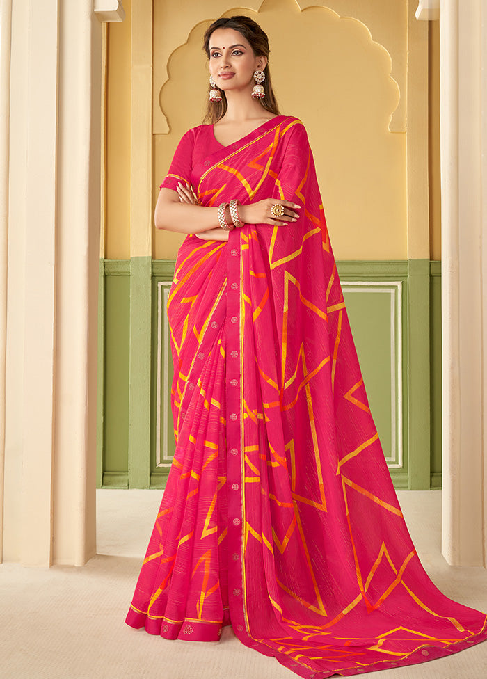 Pink Georgette Saree With Blouse Piece