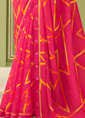 Pink Georgette Saree With Blouse Piece