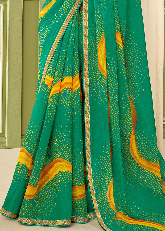 Green Georgette Saree With Blouse Piece