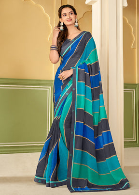 Multicolor Georgette Saree With Blouse Piece