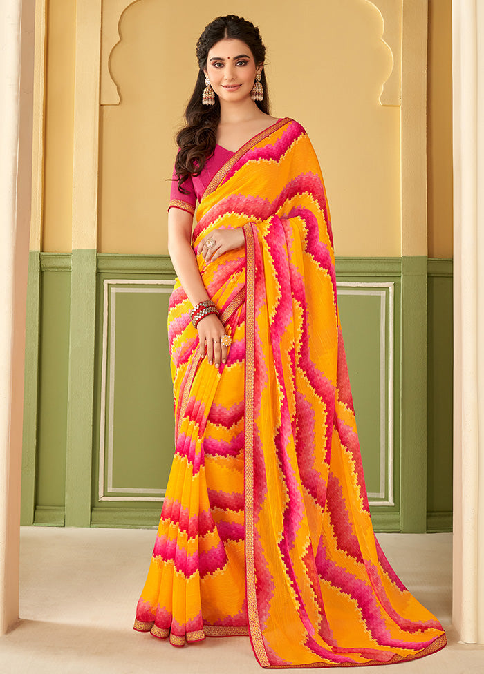 Multicolor Georgette Saree With Blouse Piece