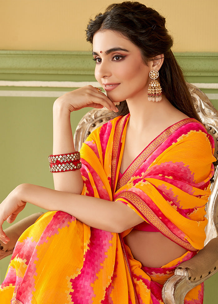 Multicolor Georgette Saree With Blouse Piece