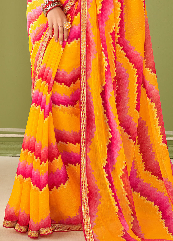 Multicolor Georgette Saree With Blouse Piece