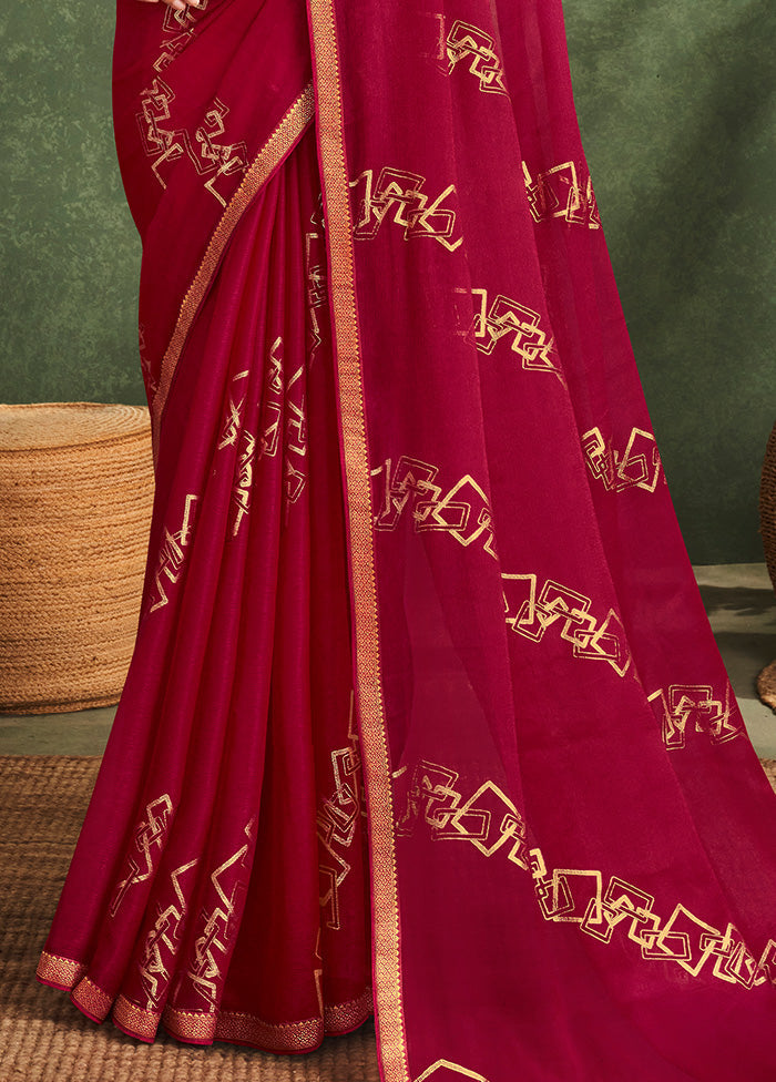 Maroon Georgette Saree With Blouse Piece