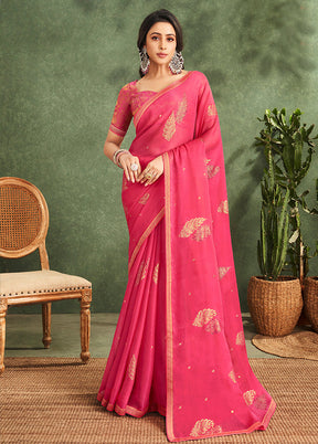 Pink Georgette Saree With Blouse Piece