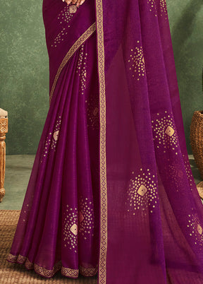 Wine Georgette Saree With Blouse Piece