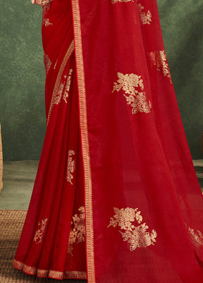 Red Georgette Saree With Blouse Piece