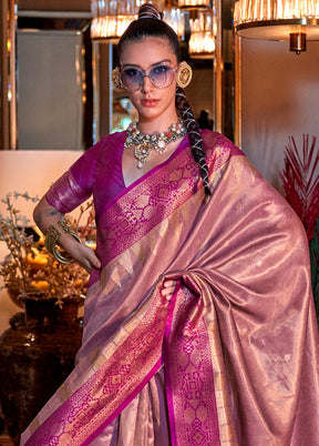 Pink Spun Silk Saree With Blouse Piece