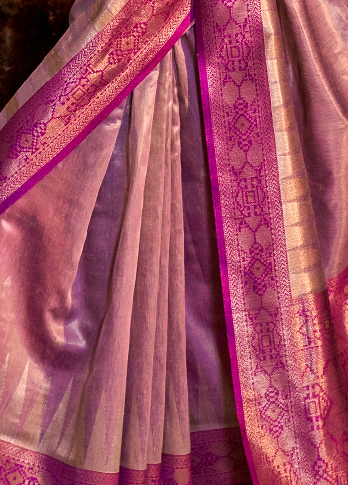 Pink Spun Silk Saree With Blouse Piece