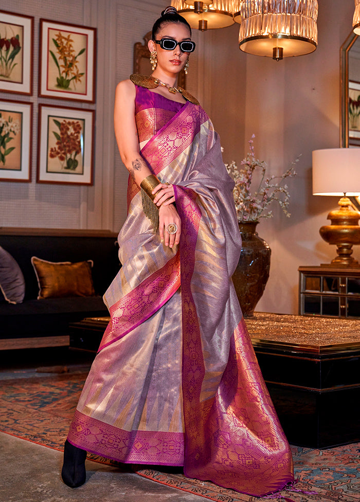 Multicolor Spun Silk Saree With Blouse Piece