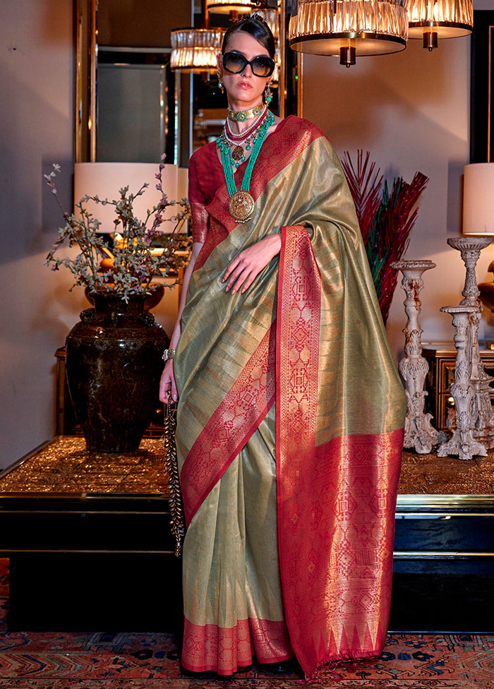 Multicolor Spun Silk Saree With Blouse Piece