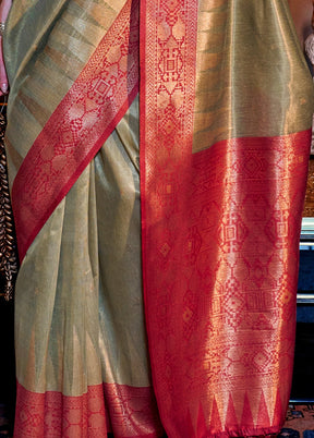 Multicolor Spun Silk Saree With Blouse Piece