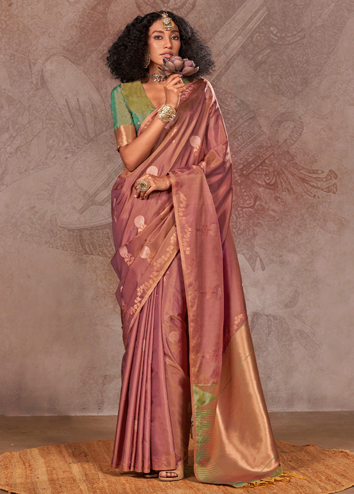 Mauve Spun Silk Saree With Blouse Piece