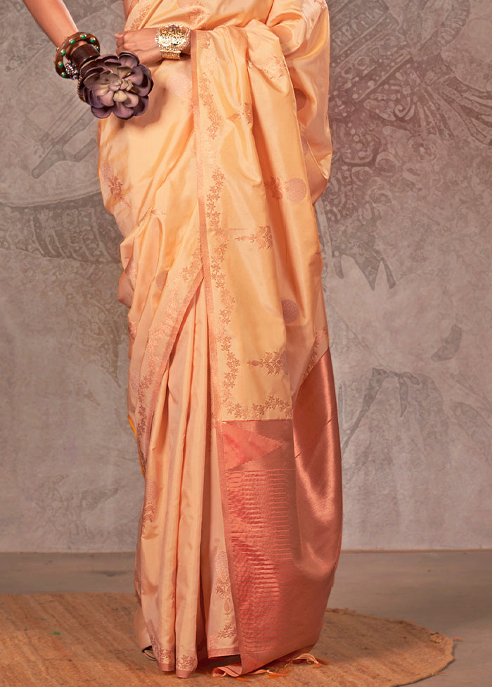 Cream Spun Silk Saree With Blouse Piece