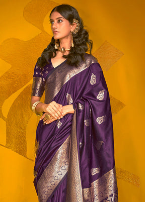 Wine Spun Silk Saree With Blouse Piece