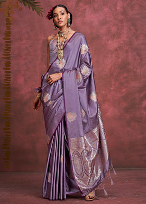 Purple Spun Silk Saree With Blouse Piece