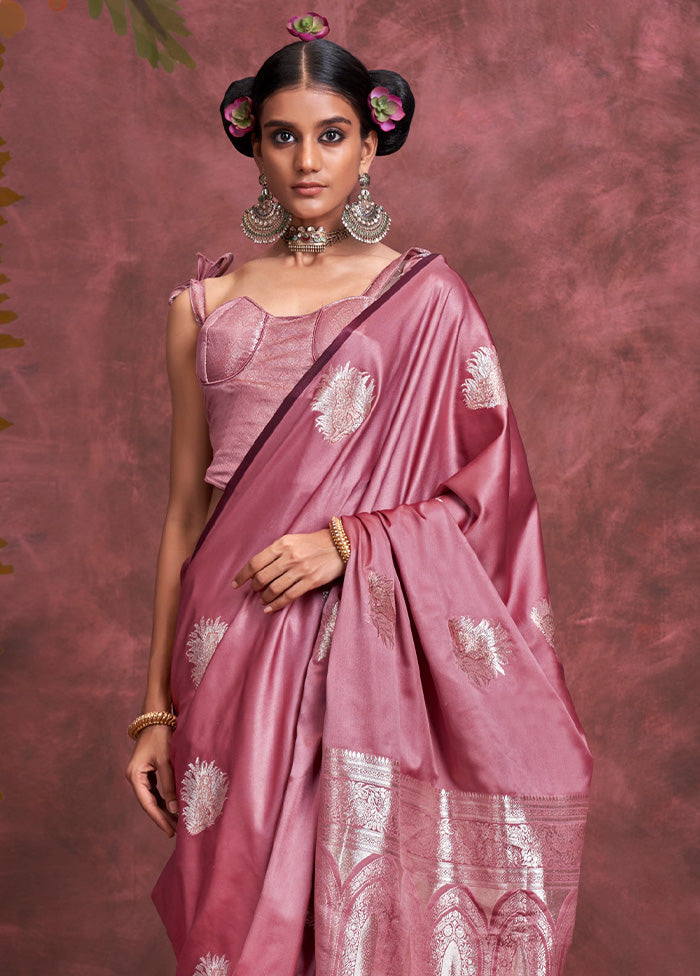 Pink Spun Silk Saree With Blouse Piece