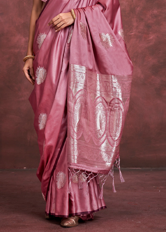 Pink Spun Silk Saree With Blouse Piece