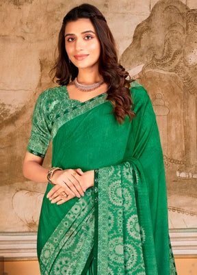 Green Georgette Saree With Blouse Piece