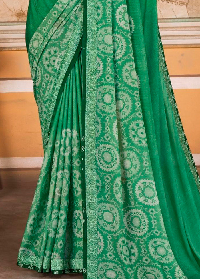 Green Georgette Saree With Blouse Piece