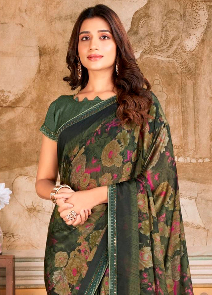 Green Georgette Saree With Blouse Piece