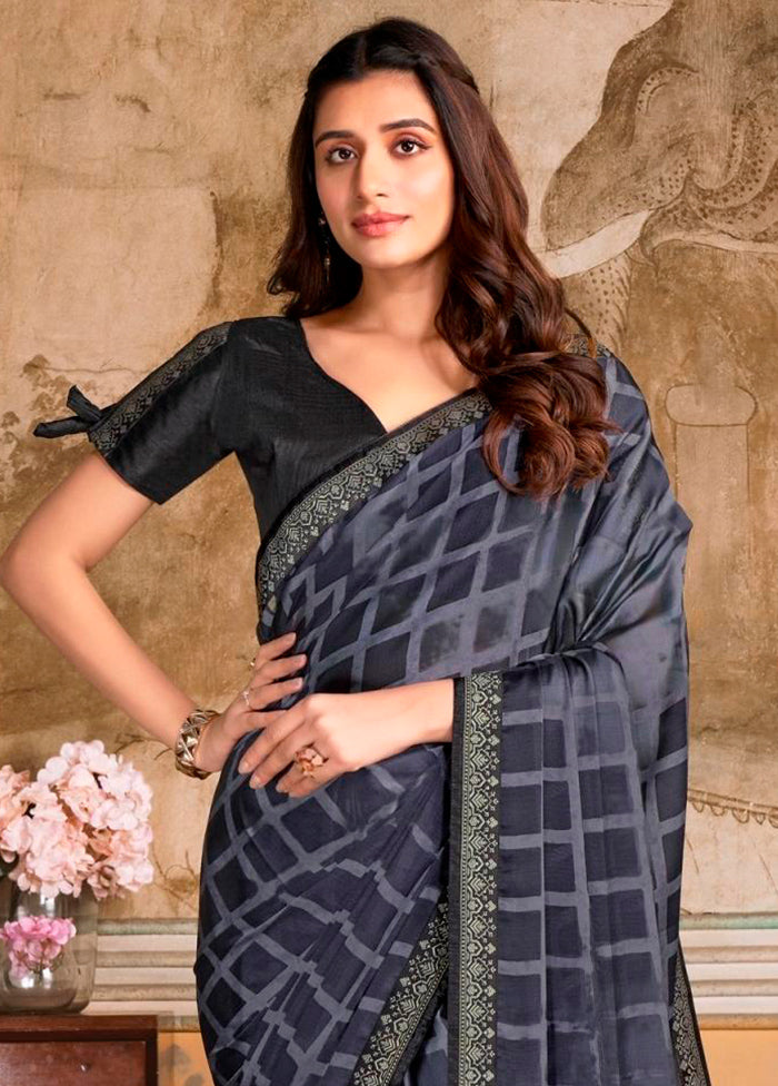 Grey Georgette Saree With Blouse Piece