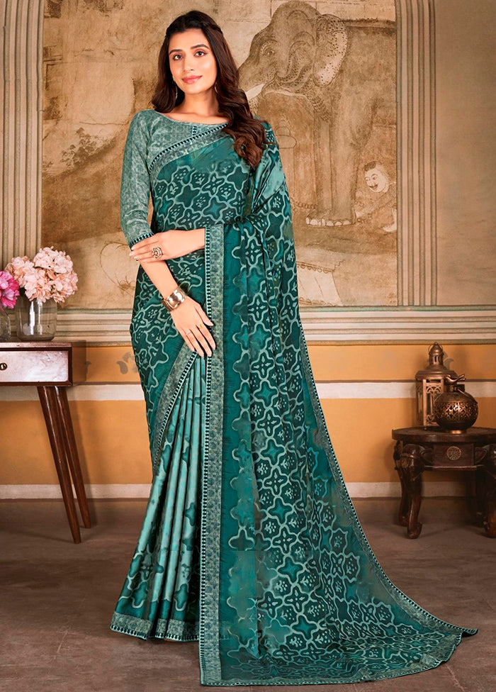 Green Georgette Saree With Blouse Piece