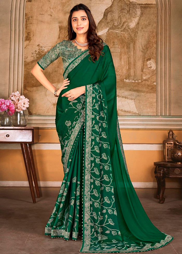 Green Georgette Saree With Blouse Piece