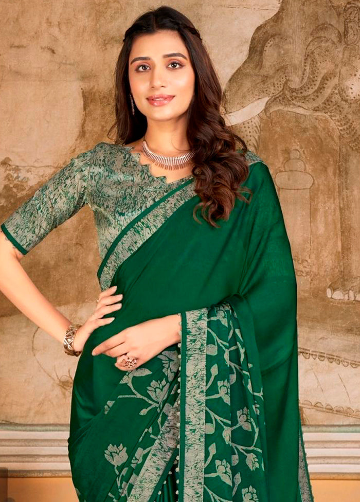 Green Georgette Saree With Blouse Piece