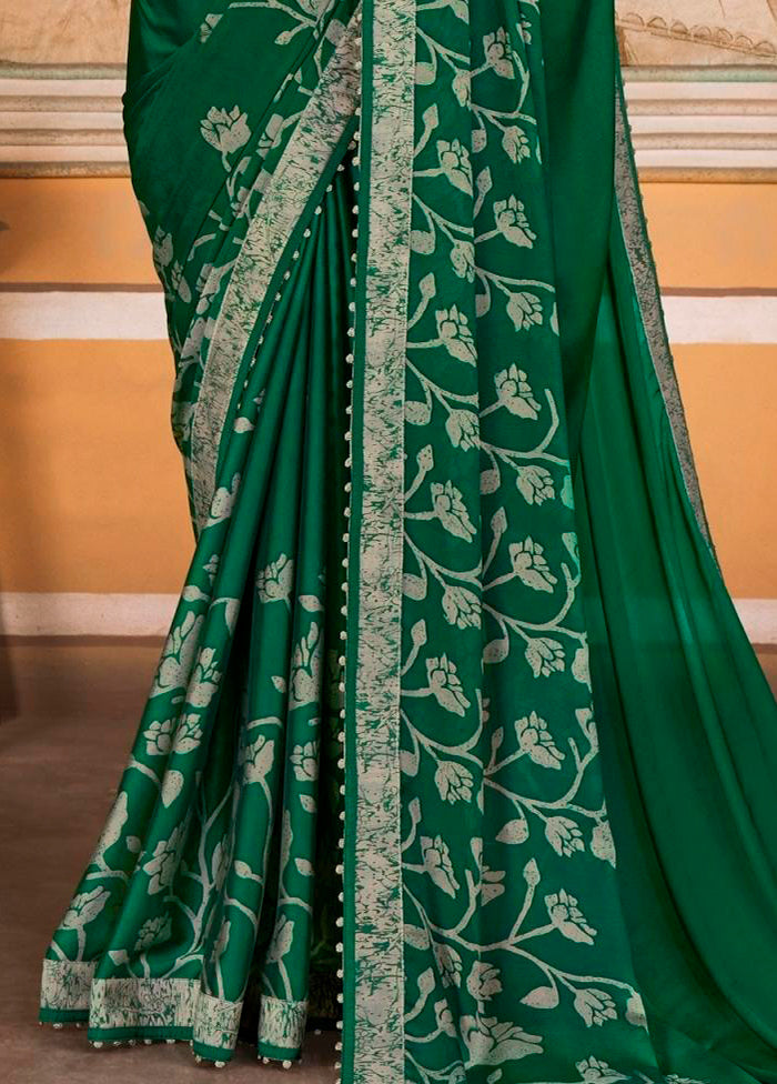 Green Georgette Saree With Blouse Piece