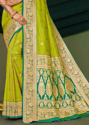 Light Green Dupion Silk Saree With Blouse Piece