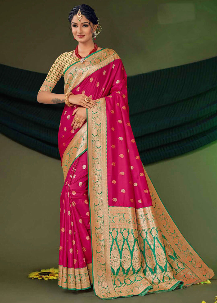 Pink Dupion Silk Saree With Blouse Piece