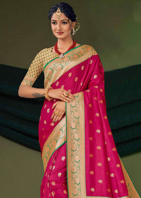 Pink Dupion Silk Saree With Blouse Piece