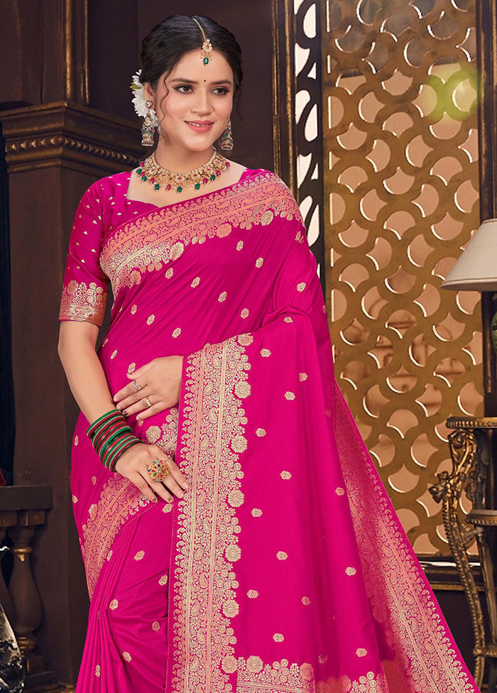 Pink Spun Silk Saree With Blouse Piece