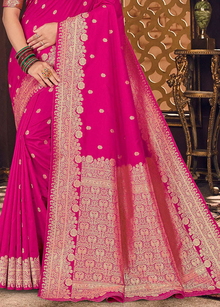 Pink Spun Silk Saree With Blouse Piece