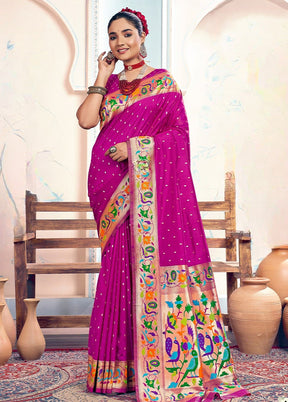 Pink Spun Silk Saree With Blouse Piece