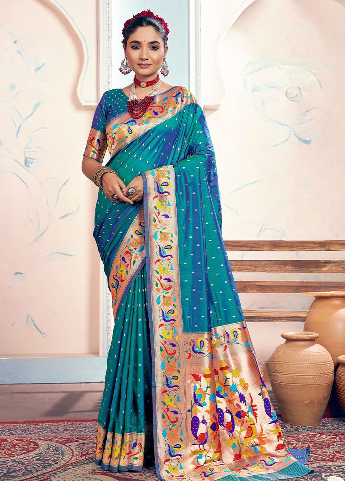 Blue Spun Silk Saree With Blouse Piece