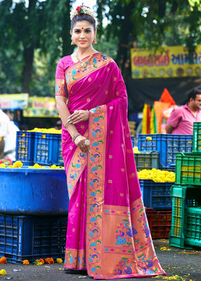 Pink Dupion Silk Saree With Blouse Piece