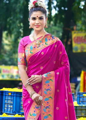 Pink Dupion Silk Saree With Blouse Piece