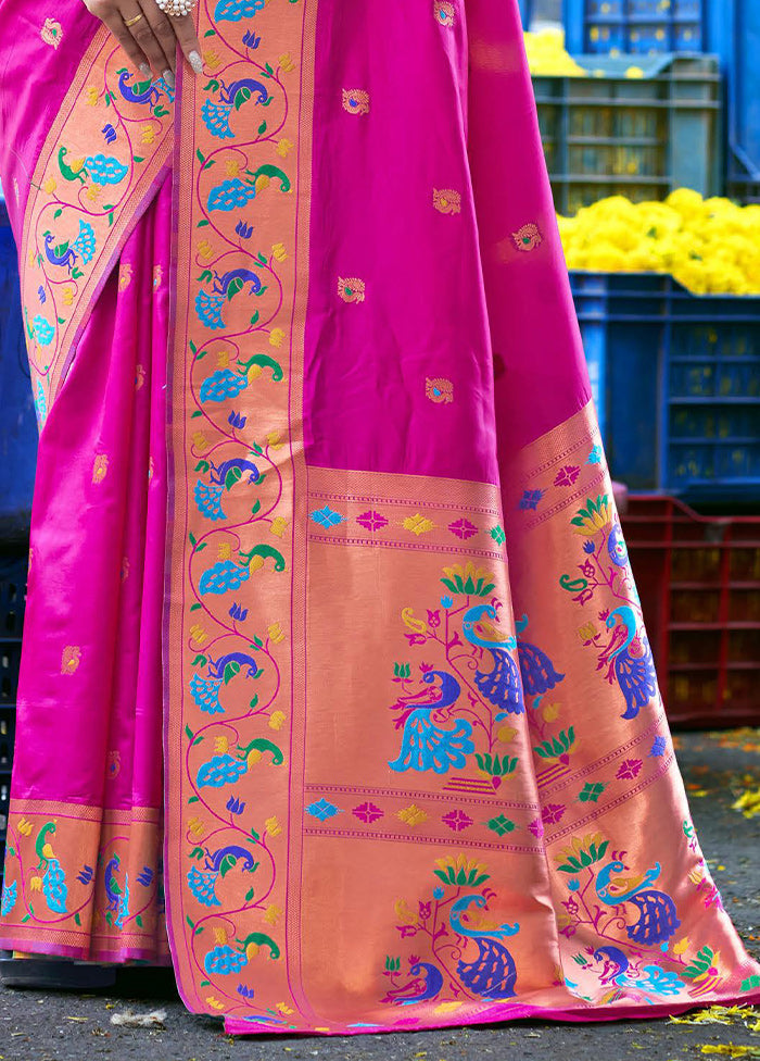 Pink Dupion Silk Saree With Blouse Piece