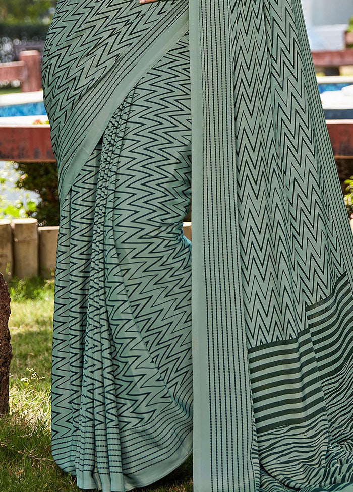 Teal Green Silk Saree With Blouse Piece