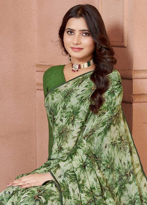 Green Georgette Saree With Blouse Piece