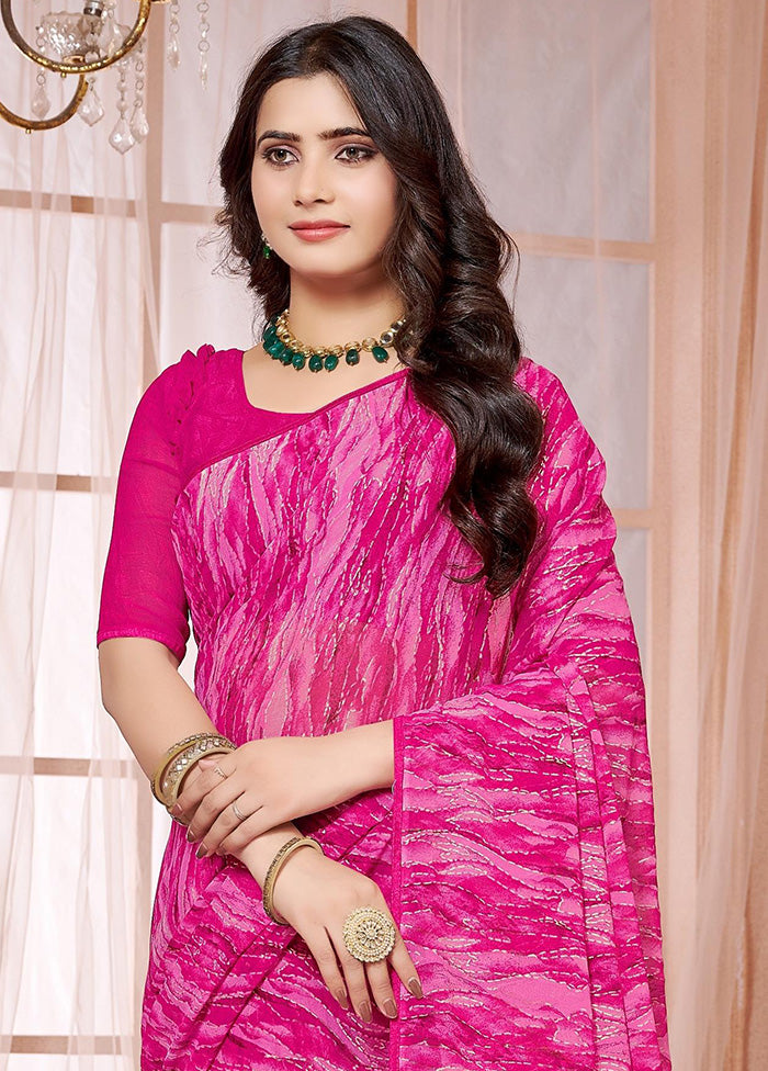 Pink Georgette Saree With Blouse Piece