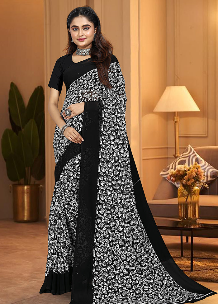 Black Georgette Saree With Blouse Piece