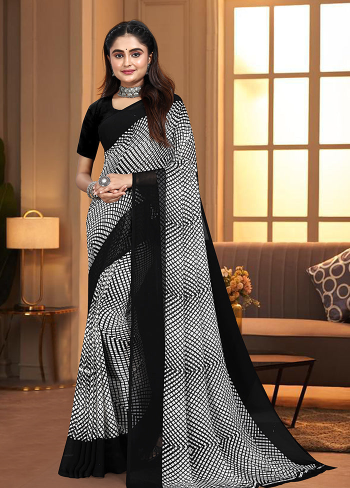 Black Georgette Saree With Blouse Piece