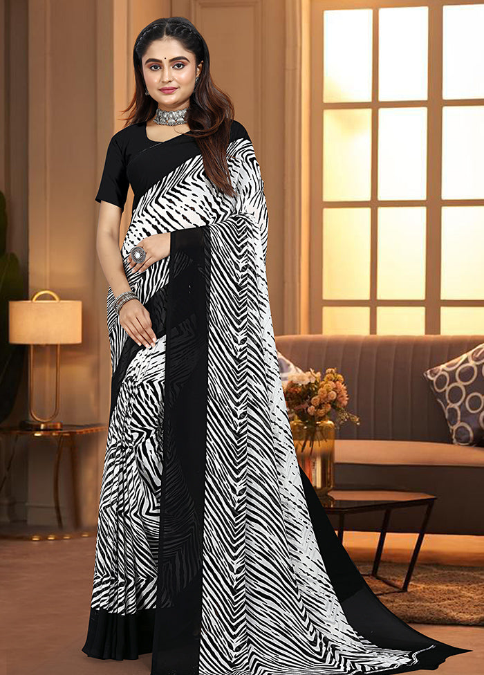 Black Georgette Saree With Blouse Piece